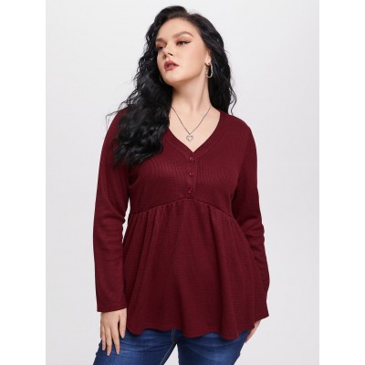 YOINS BASICS Plus Size V  neck Button Design Knitwear