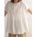 Solid Slit Short Sleeve Crew Neck Casual Loose Blouse