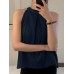 Women Solid Keyhole Back Sleeveless Halter Tank Top