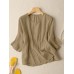 Solid Crew Neck Casual Women 3 4 Sleeve Blouse