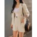 Solid 3 4 Sleeve Lapel Elastic Waist Two Pieces Suit