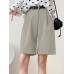 Solid Loose Pocket Wide Leg Casual Women Shorts