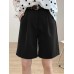 Solid Loose Pocket Wide Leg Casual Women Shorts