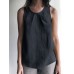 Cotton Solid Ruched Sleeveless Casual Tank Top